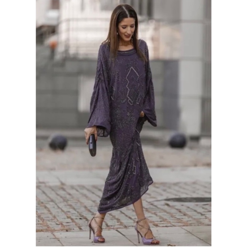 Zara beaded embroidery sequin caftan maxi